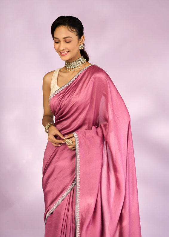 Mohey Women Dusty Pink Silk Elegance Saree