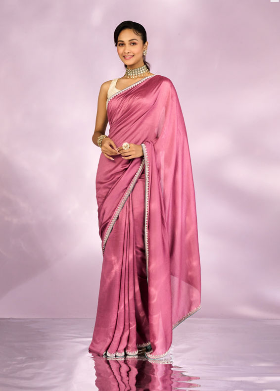 Mohey Women Dusty Pink Silk Elegance Saree
