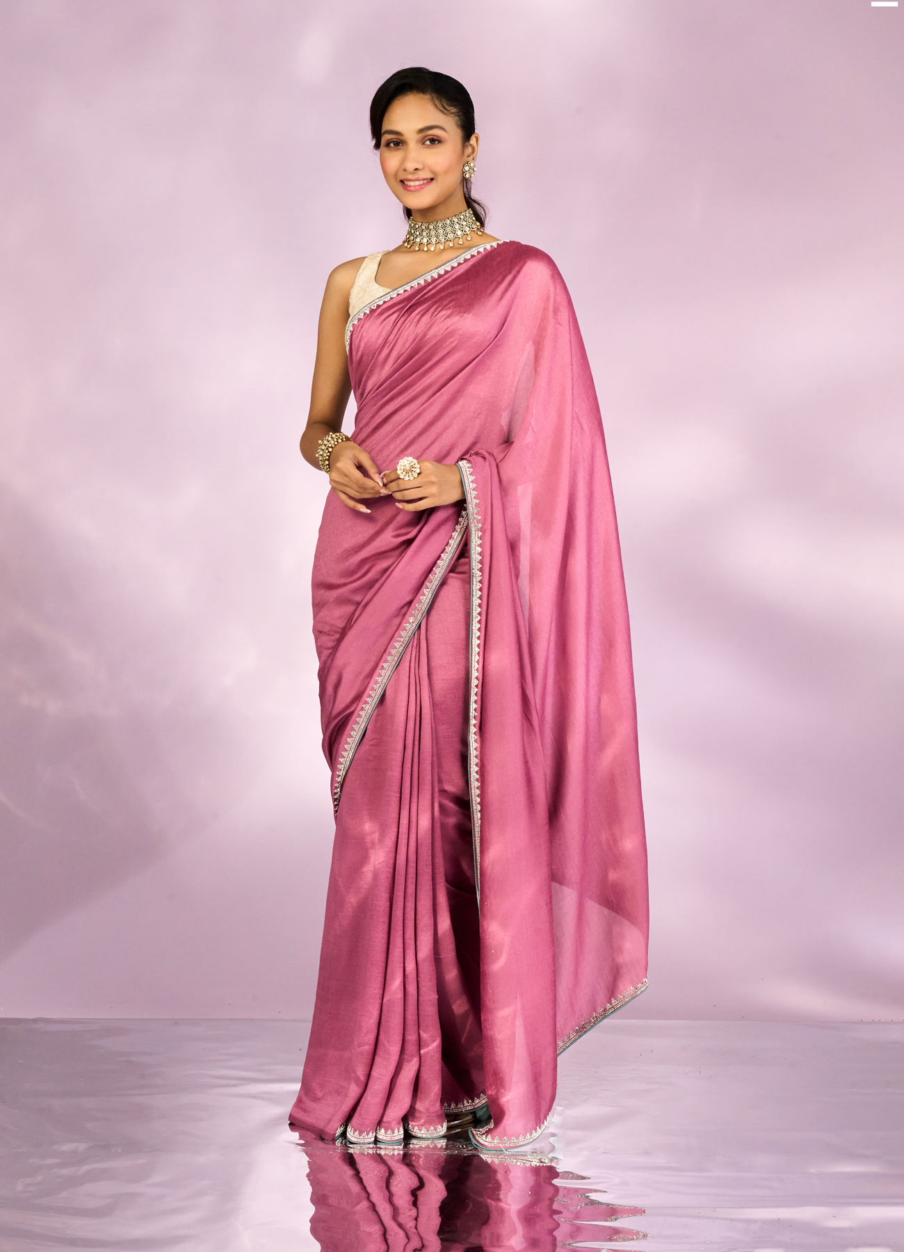 Mohey Women Dusty Pink Silk Elegance Saree