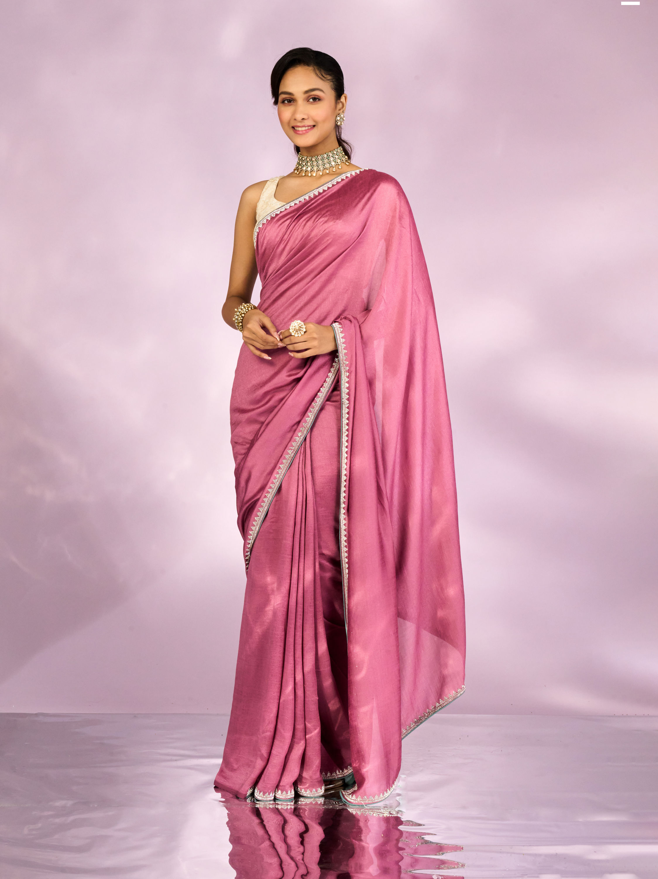 Mohey Women Dusty Pink Silk Elegance Saree