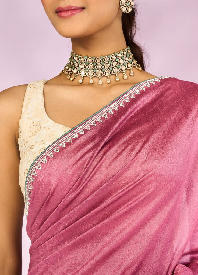 Mohey Women Dusty Pink Silk Elegance Saree