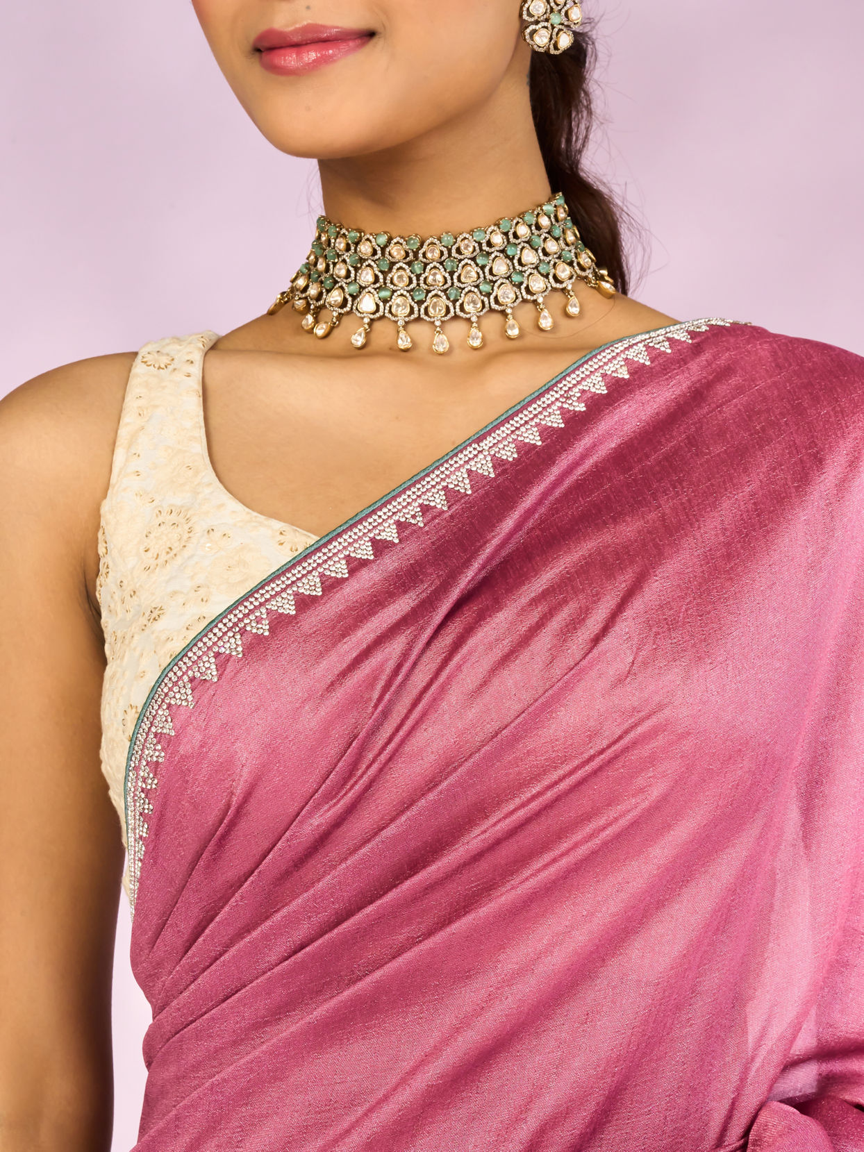 Mohey Women Dusty Pink Silk Elegance Saree