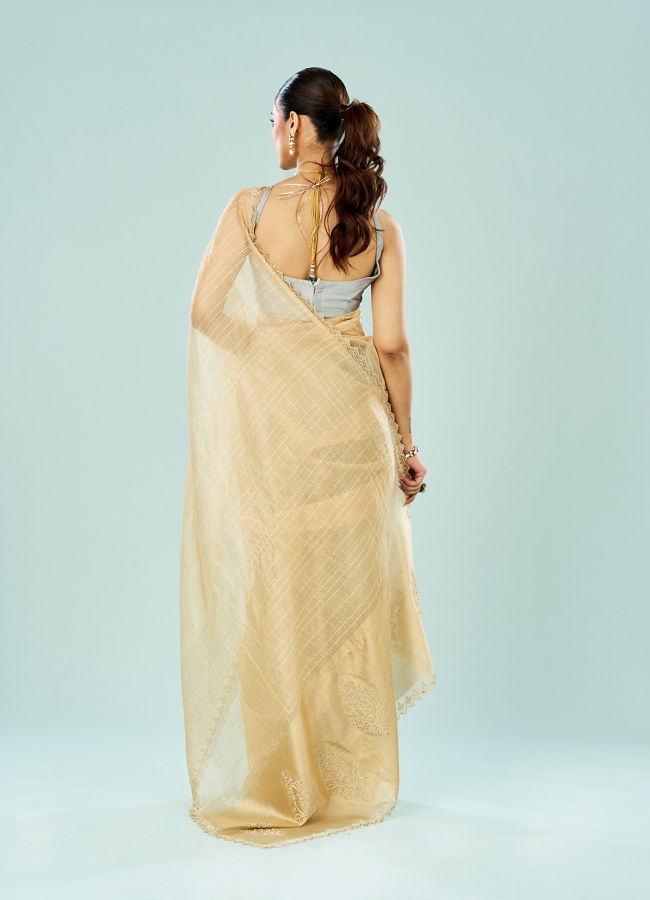 Mohey Women Lustrous Beige Art Silk Saree