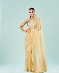 Mohey Women Lustrous Beige Art Silk Saree