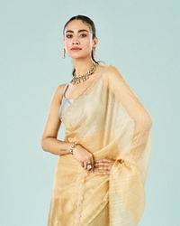 Mohey Women Lustrous Beige Art Silk Saree