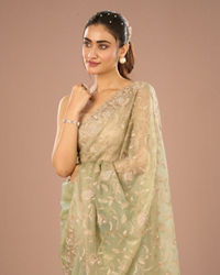Mohey Women Pista Green Enchantress Saree