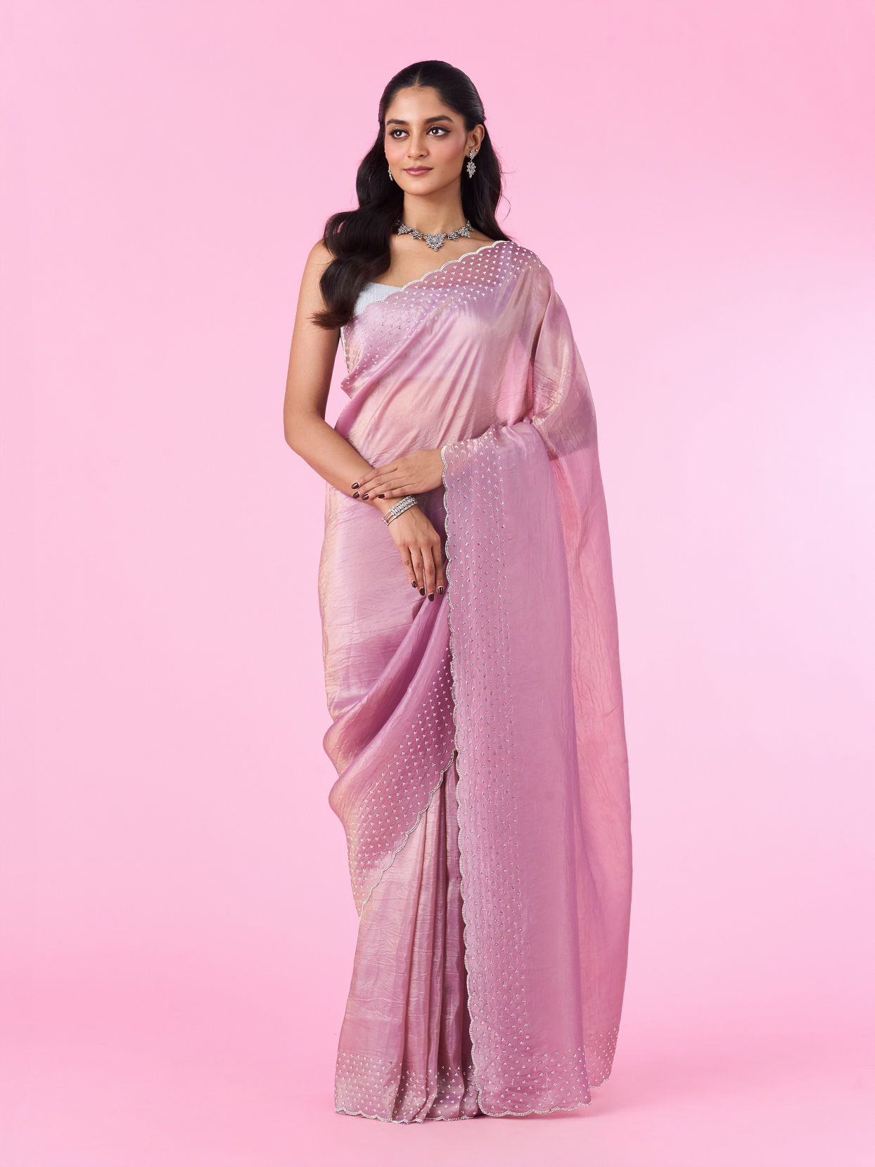 Mohey Women Radiant Purple Organza Saree