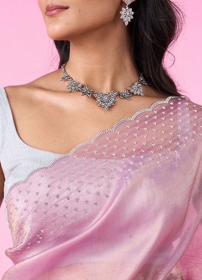 Mohey Women Radiant Purple Organza Saree