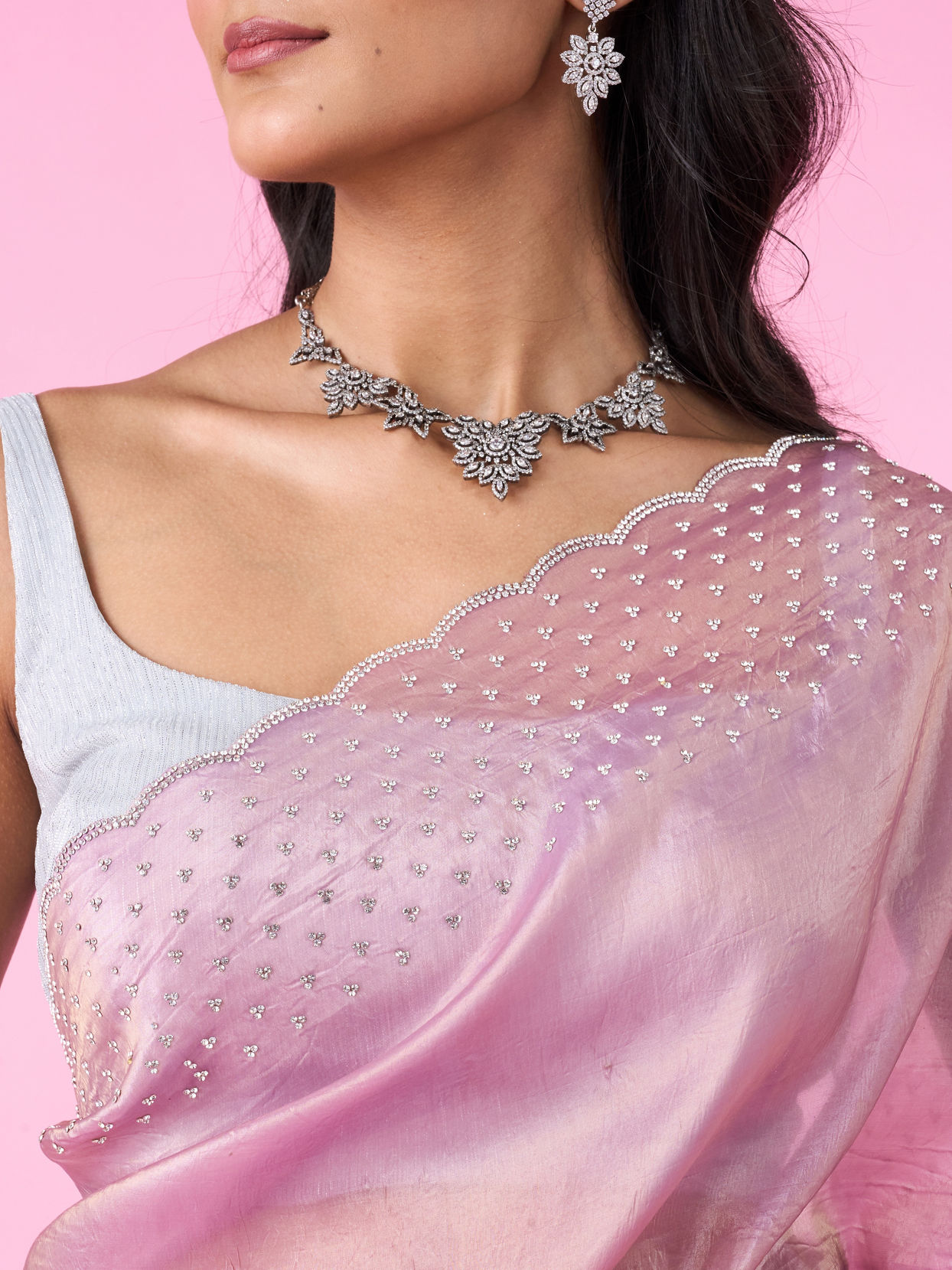 Mohey Women Radiant Purple Organza Saree