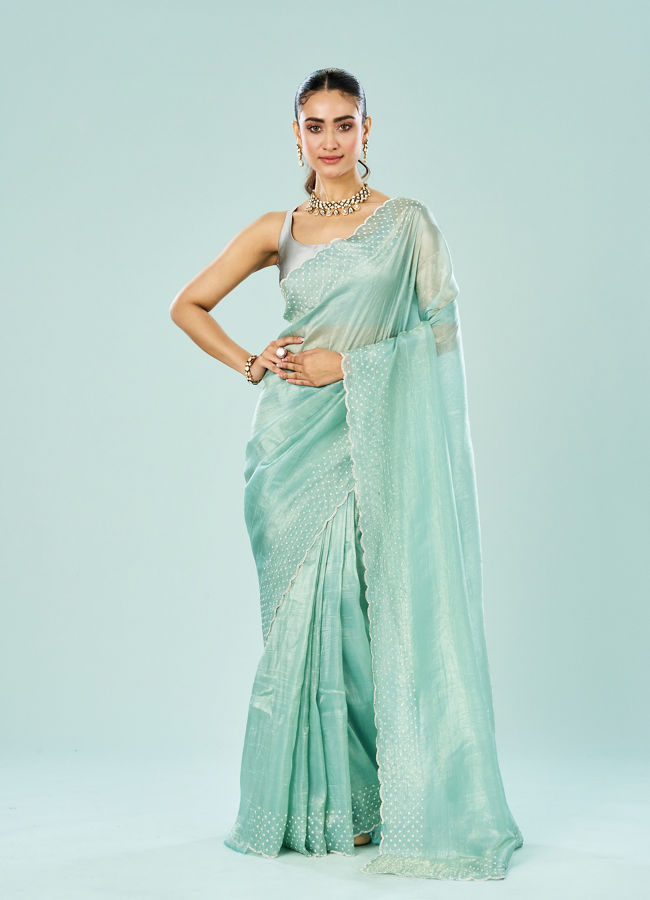 Mohey Women Emerald Allure Organza Saree