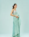 Mohey Women Emerald Allure Organza Saree