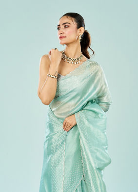 Mohey Women Emerald Allure Organza Saree