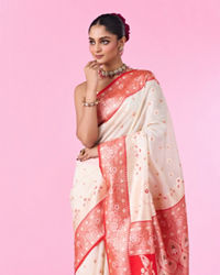 Mohey Women Festive Charm Cream Saree