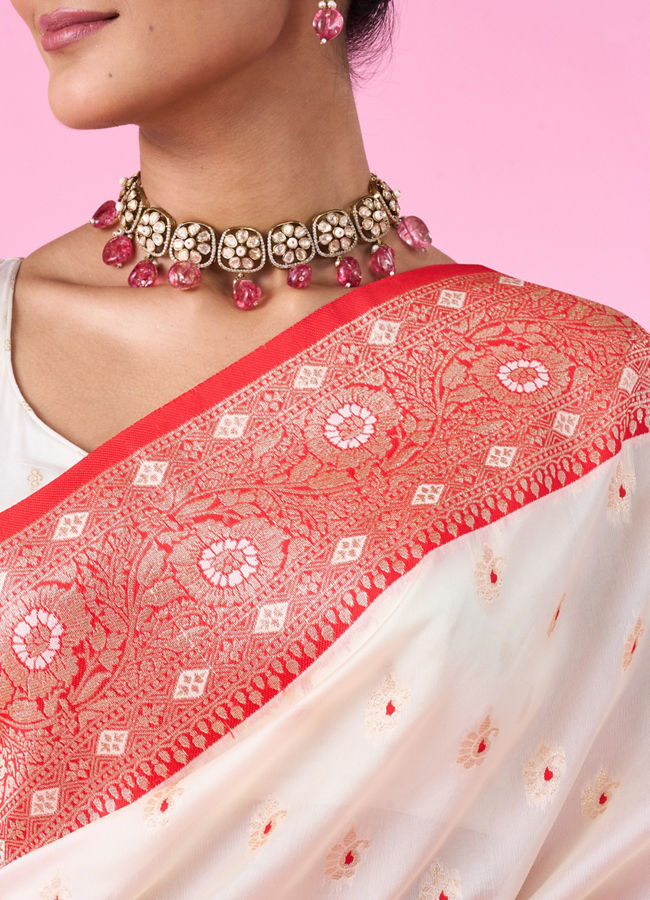 Mohey Women Festive Charm Cream Saree