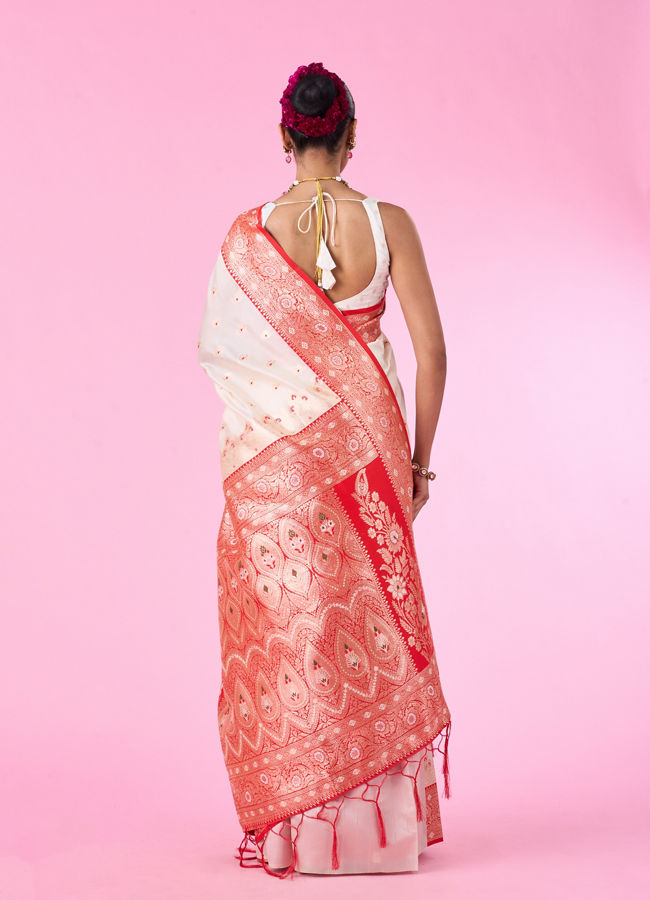 Mohey Women Festive Charm Cream Saree