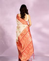 Mohey Women Radiant Cream Red Saree