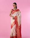 Elegant Cream Red Saree