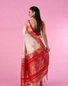 Mohey Women Elegant Cream Red Saree