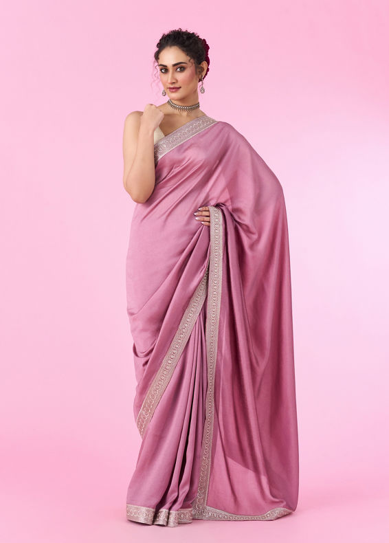 Mohey Women Dusty Pink Elegance Art Silk Saree