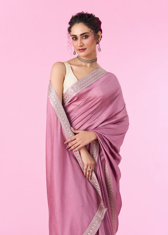 Mohey Women Dusty Pink Elegance Art Silk Saree