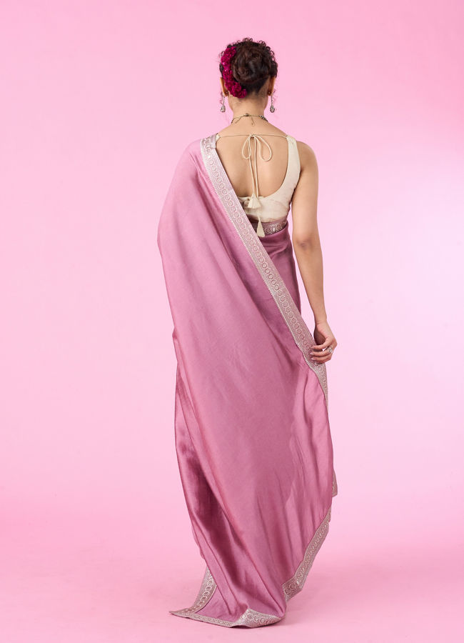 Mohey Women Dusty Pink Elegance Art Silk Saree