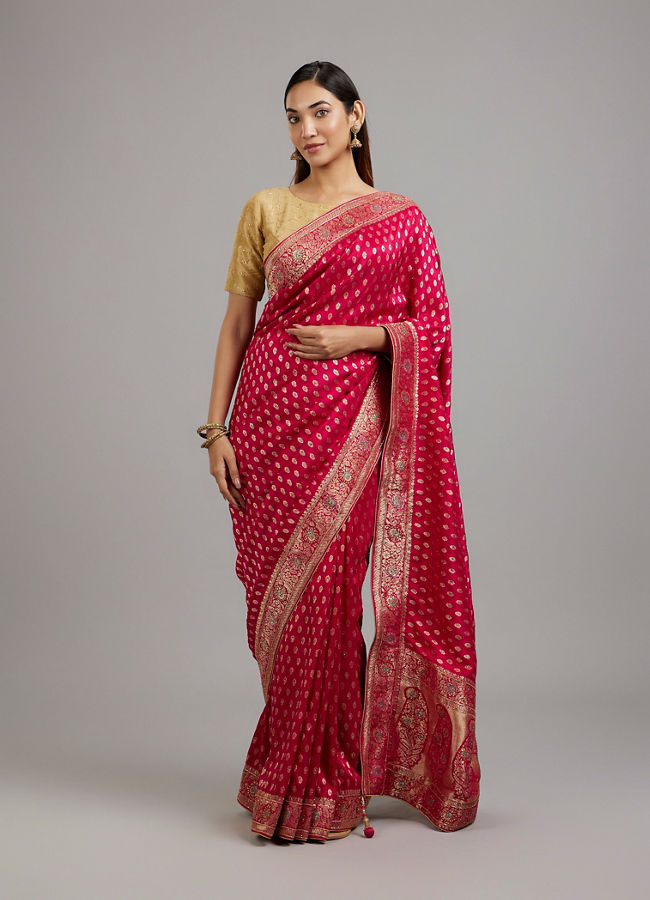 Mohey Women Radiant Rani Pink Saree
