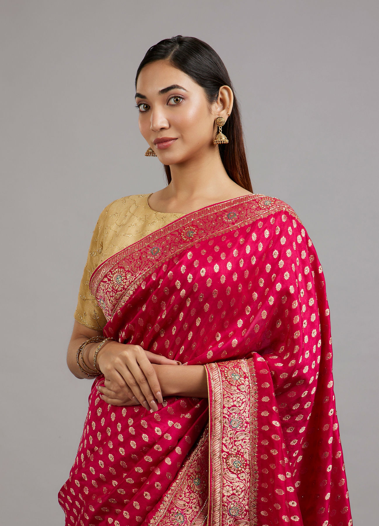 Mohey Women Radiant Rani Pink Saree