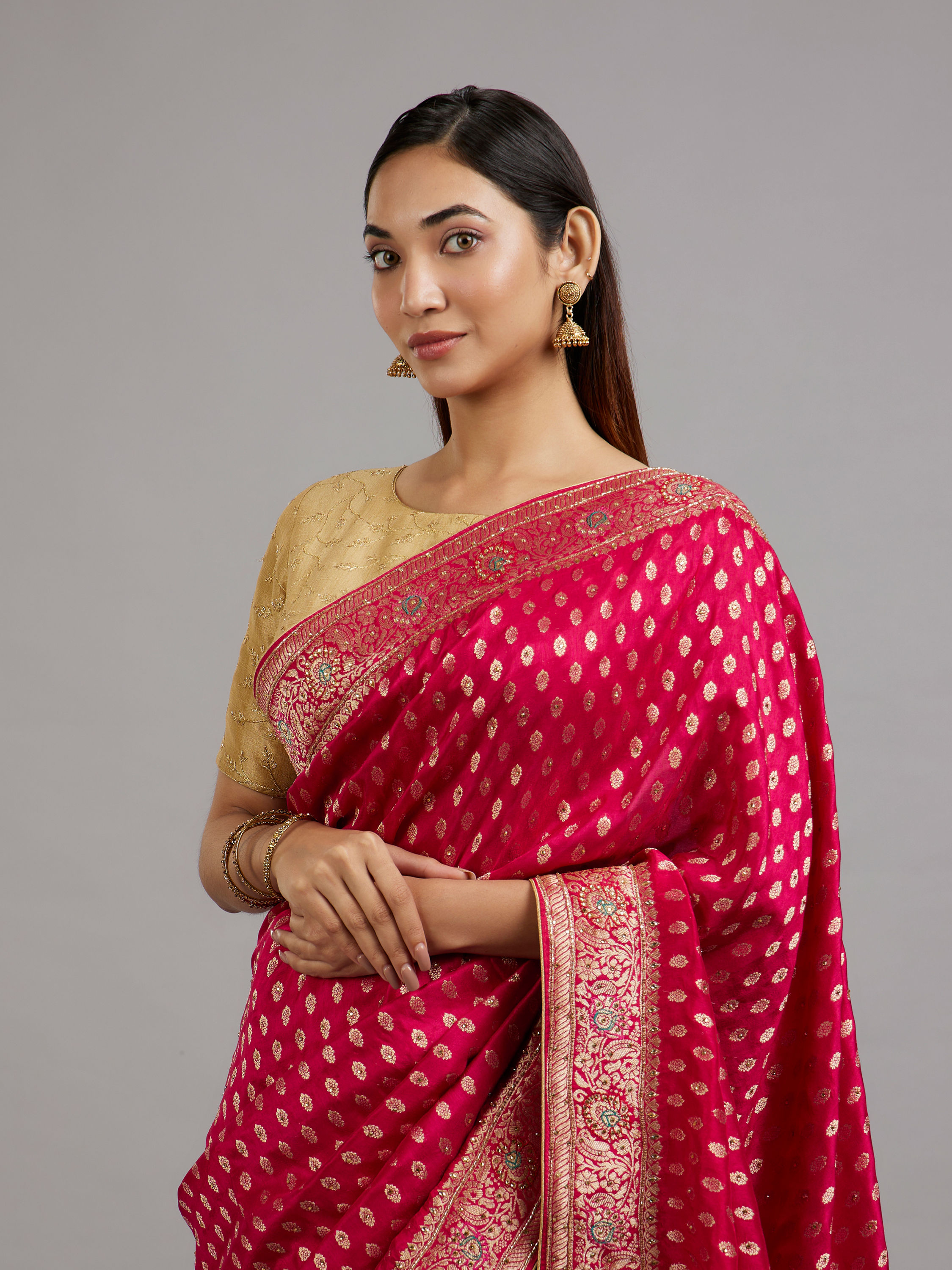 Mohey Women Radiant Rani Pink Saree