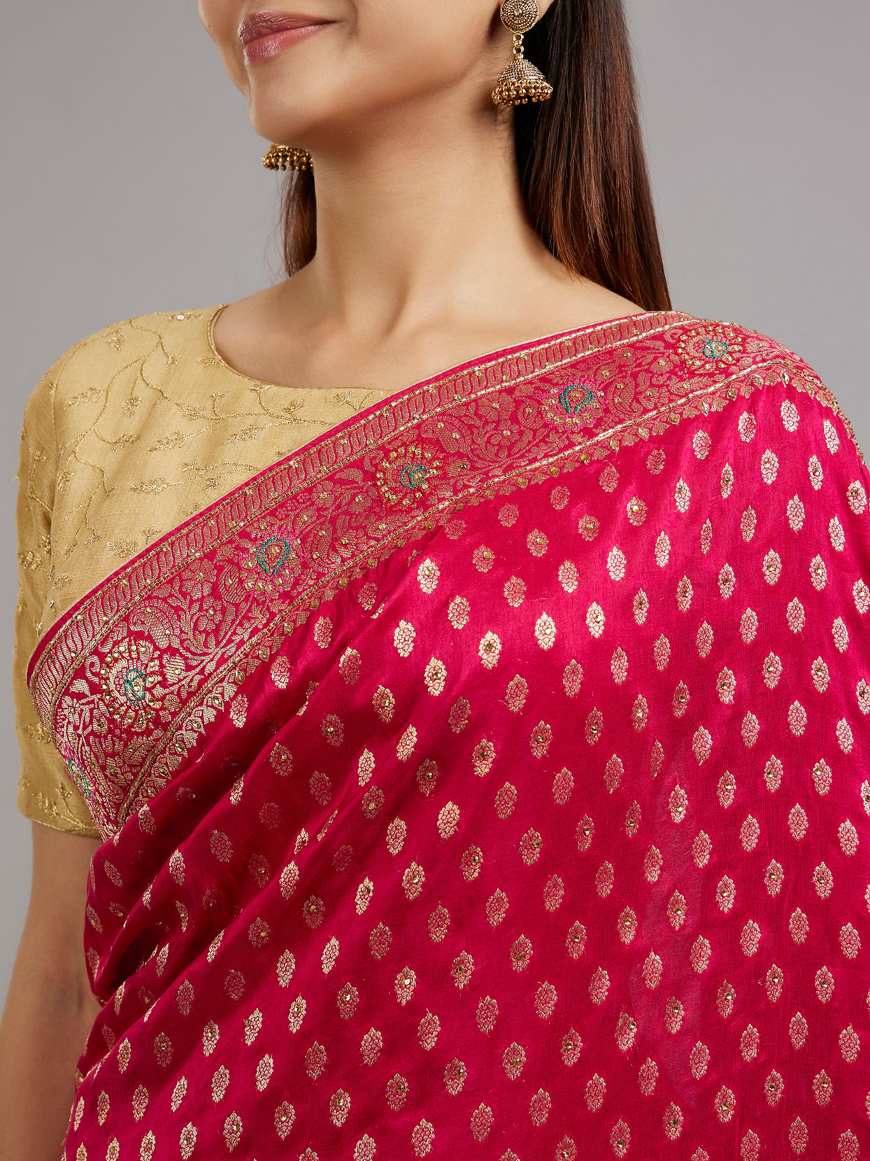 Mohey Women Radiant Rani Pink Saree
