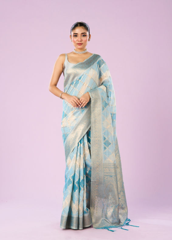 Mohey Women Light Blue Enchantress Saree