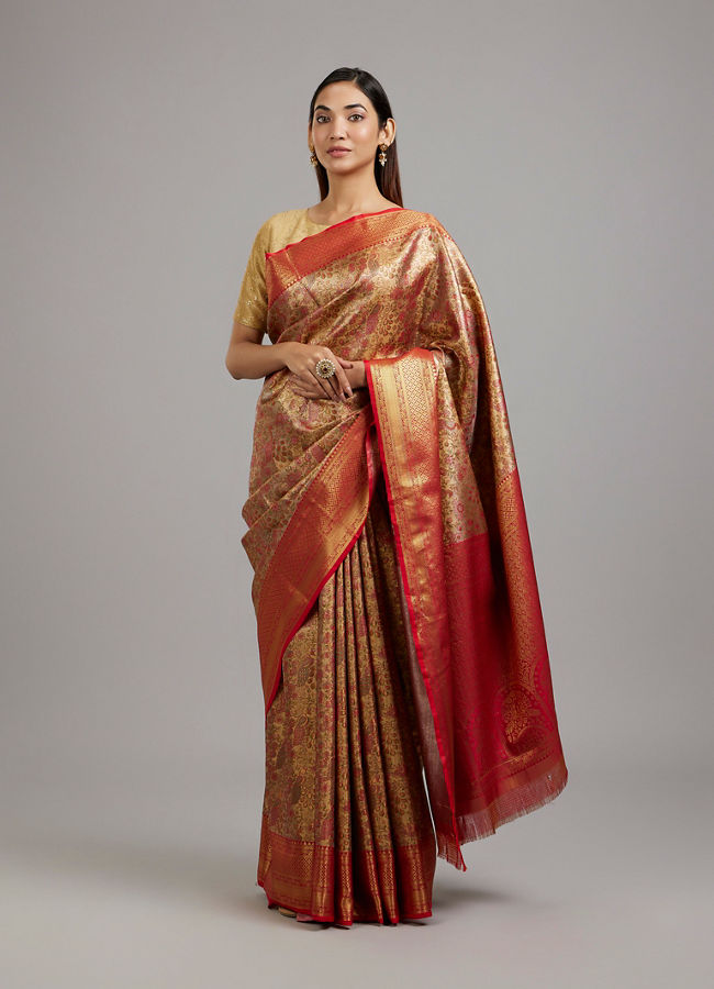 Mohey Women Royal Red Eleganza Saree