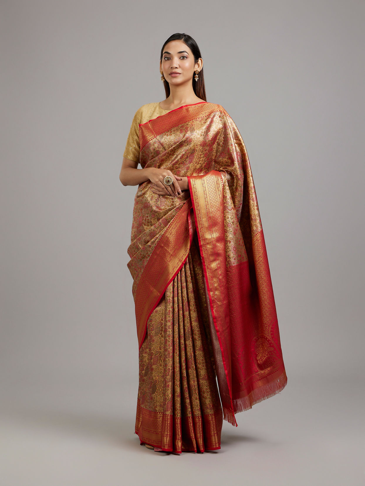 Mohey Women Royal Red Eleganza Saree