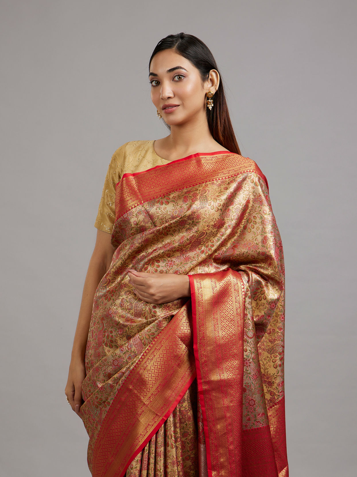 Mohey Women Royal Red Eleganza Saree