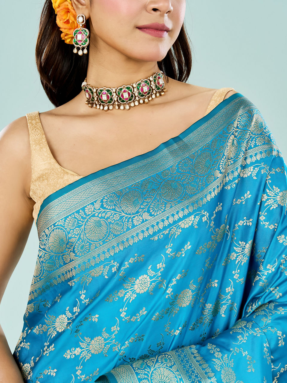 Mohey Women Sapphire Serenity Saree