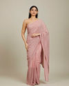 Elegant Peach Chinon Saree