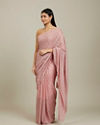 Mohey Women Elegant Peach Chinon Saree