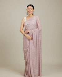 Mohey Women Enchanting Pink Chinon Saree