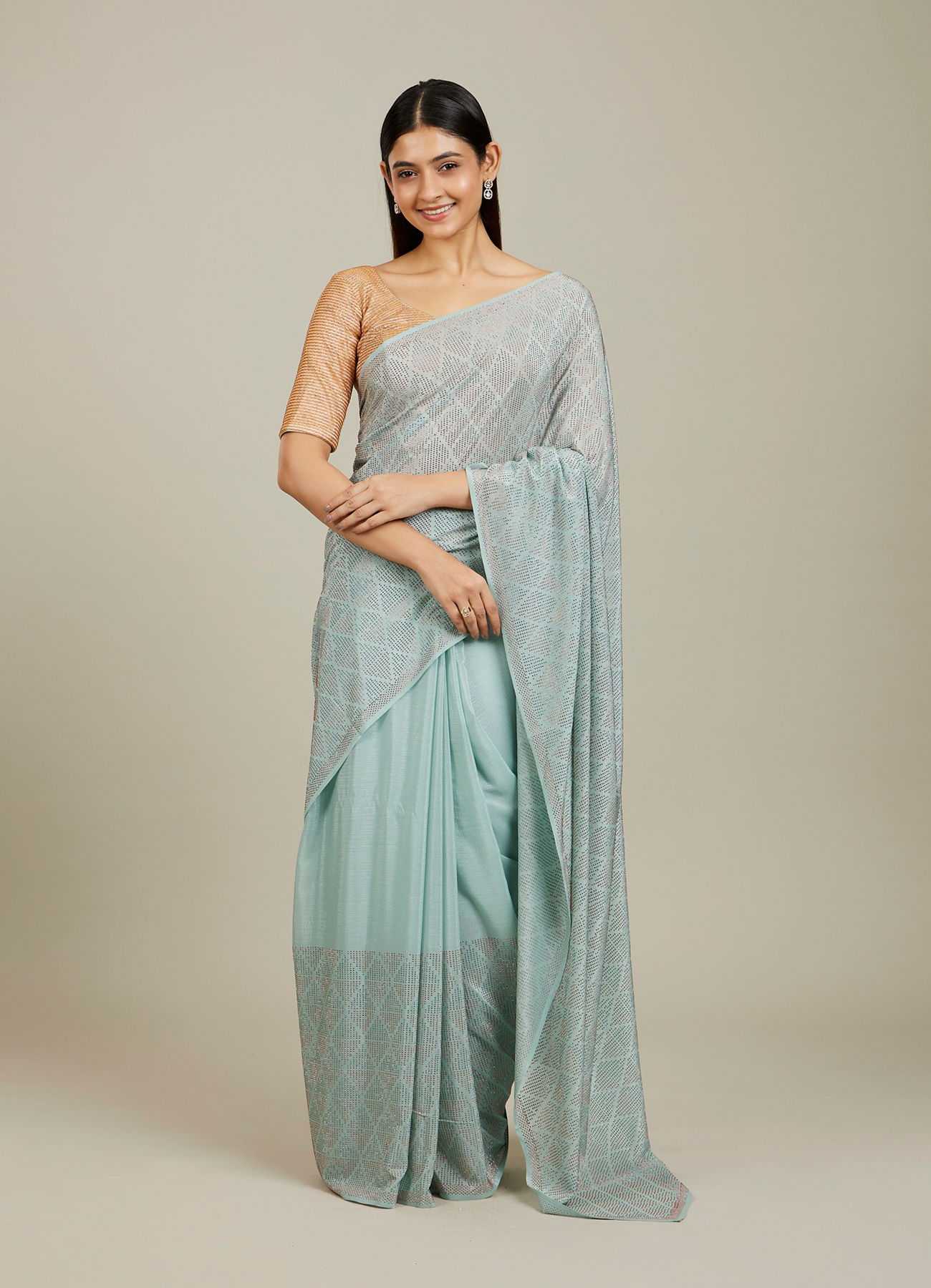 Mohey Women Blue Elegance Chinon Saree