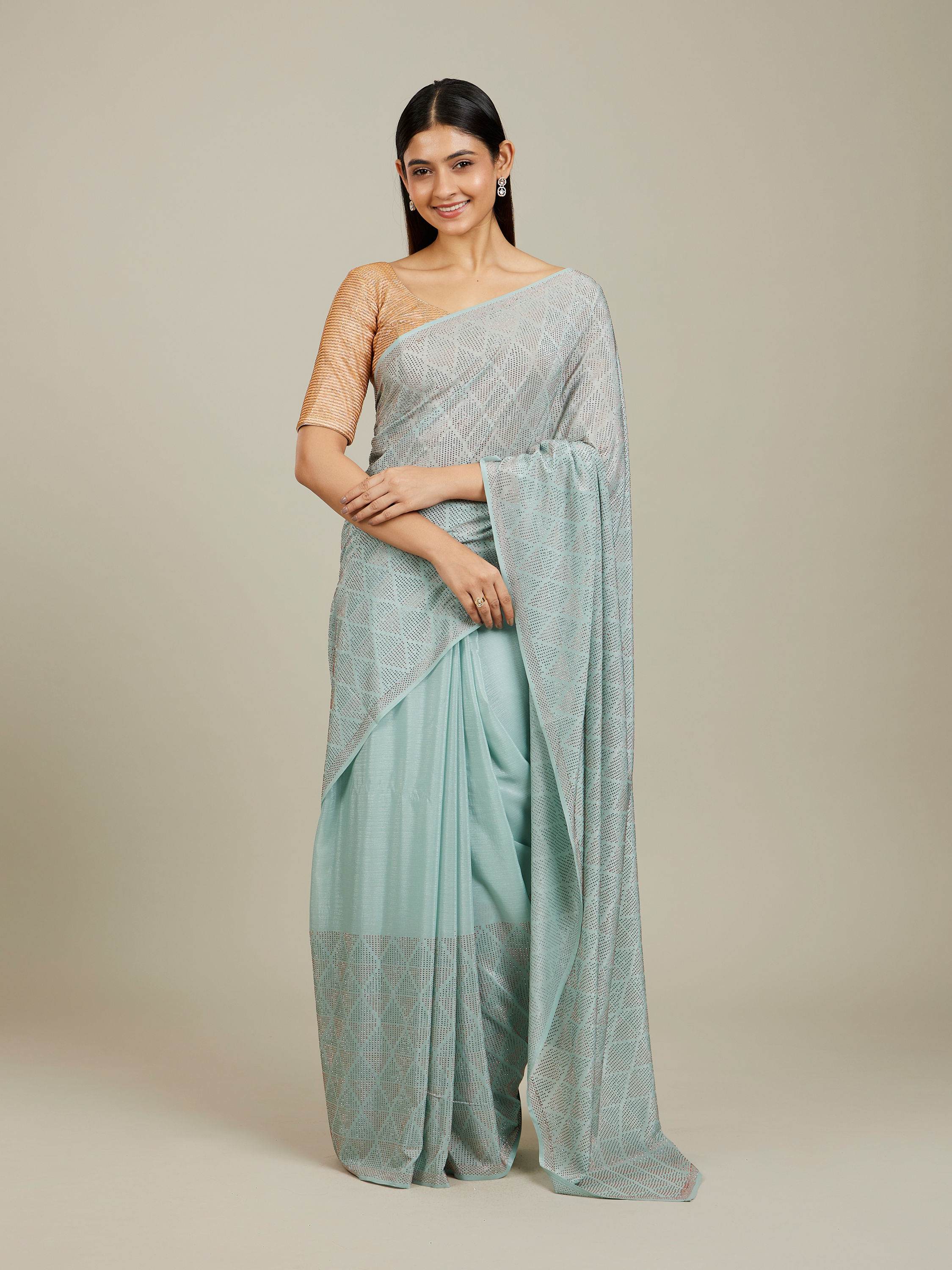 Mohey Women Blue Elegance Chinon Saree