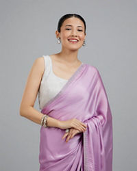 Mohey Women Chinon Purple Elegance Saree