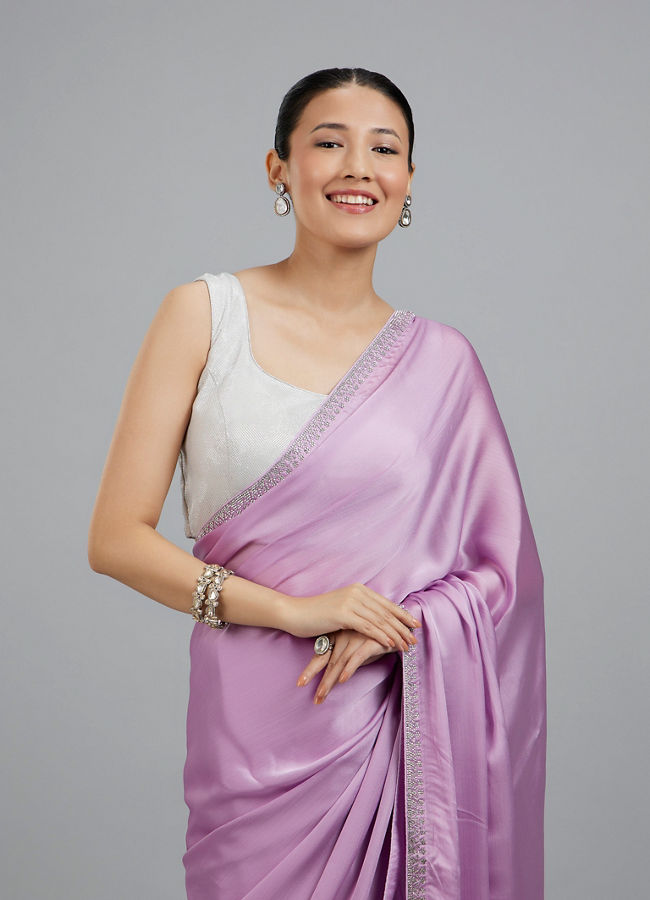 Mohey Women Chinon Purple Elegance Saree