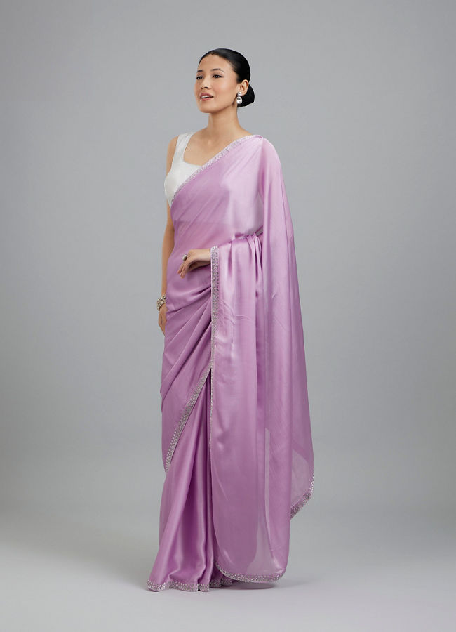 Mohey Women Chinon Purple Elegance Saree