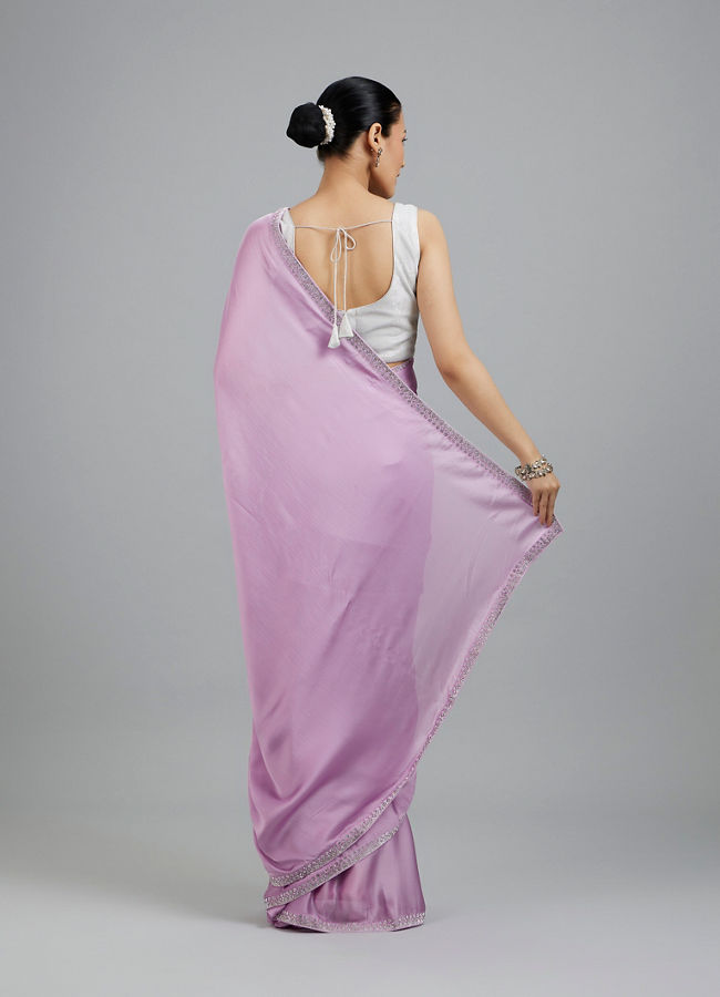 Mohey Women Chinon Purple Elegance Saree