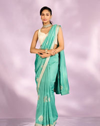 Mohey Women Enchanting Sea Green Saree