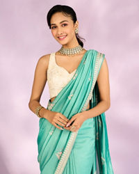 Mohey Women Enchanting Sea Green Saree