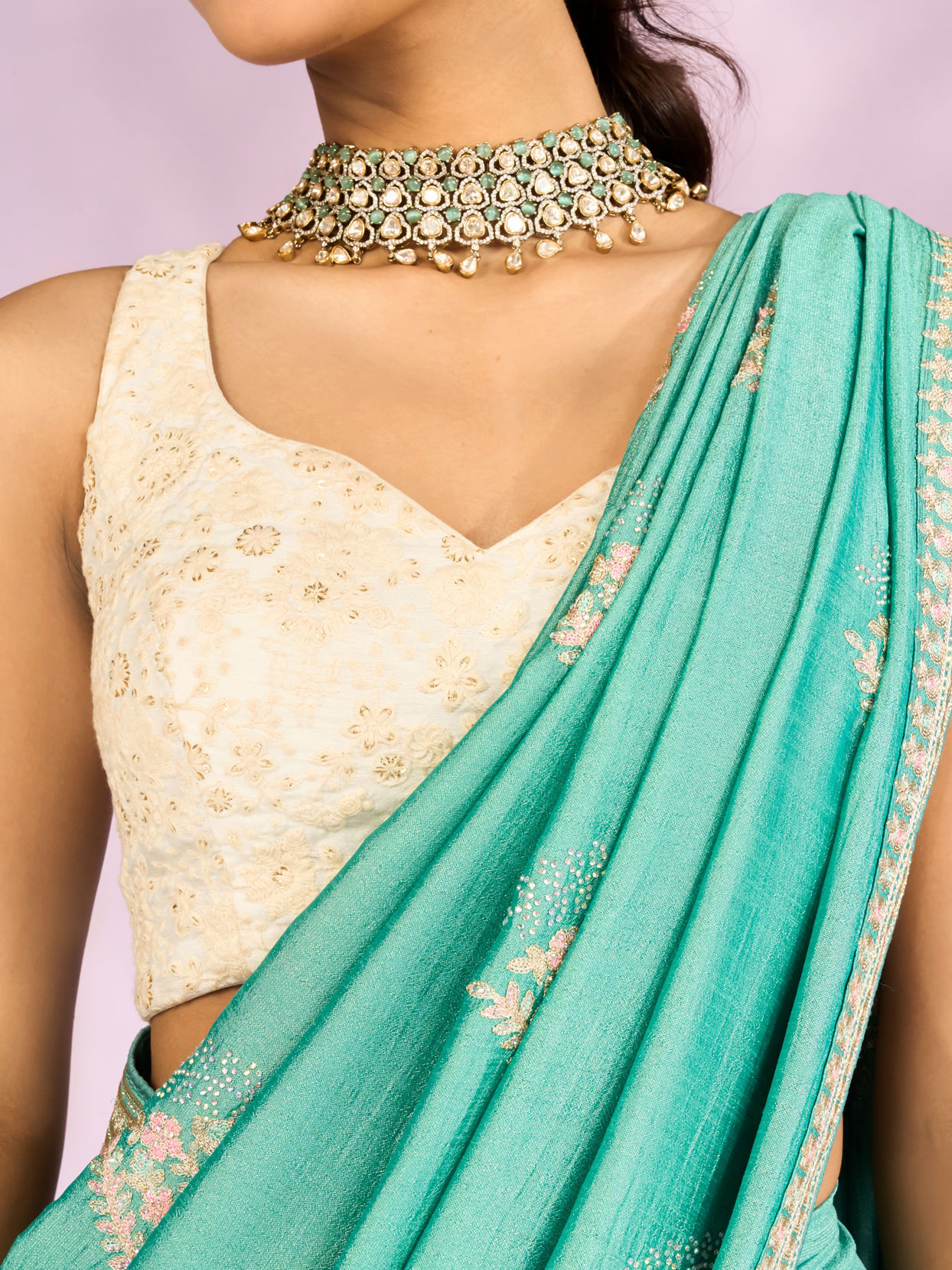 Mohey Women Enchanting Sea Green Saree