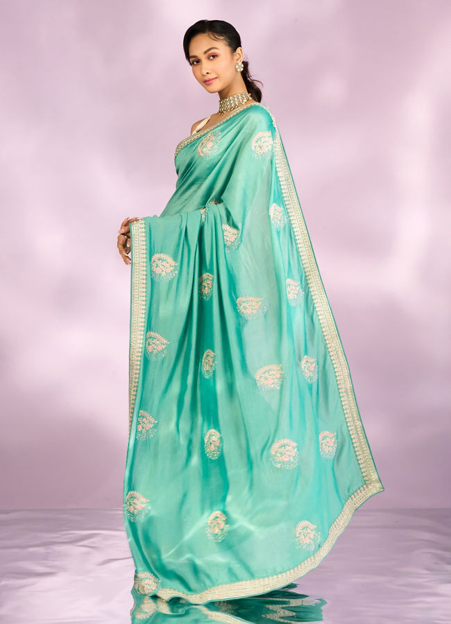 Mohey Women Enchanting Sea Green Saree