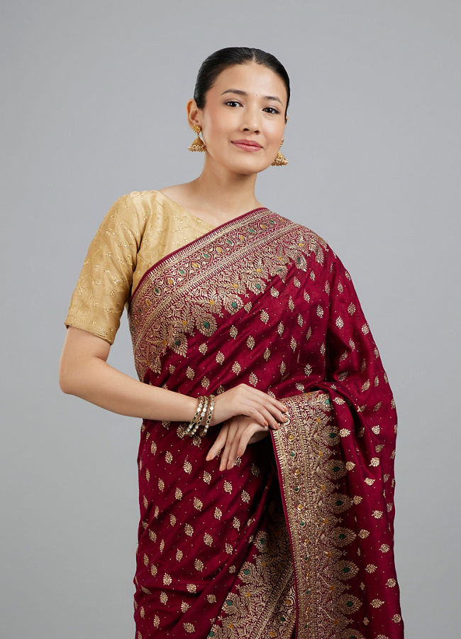 Mohey Women Wine Glory Elegance Saree