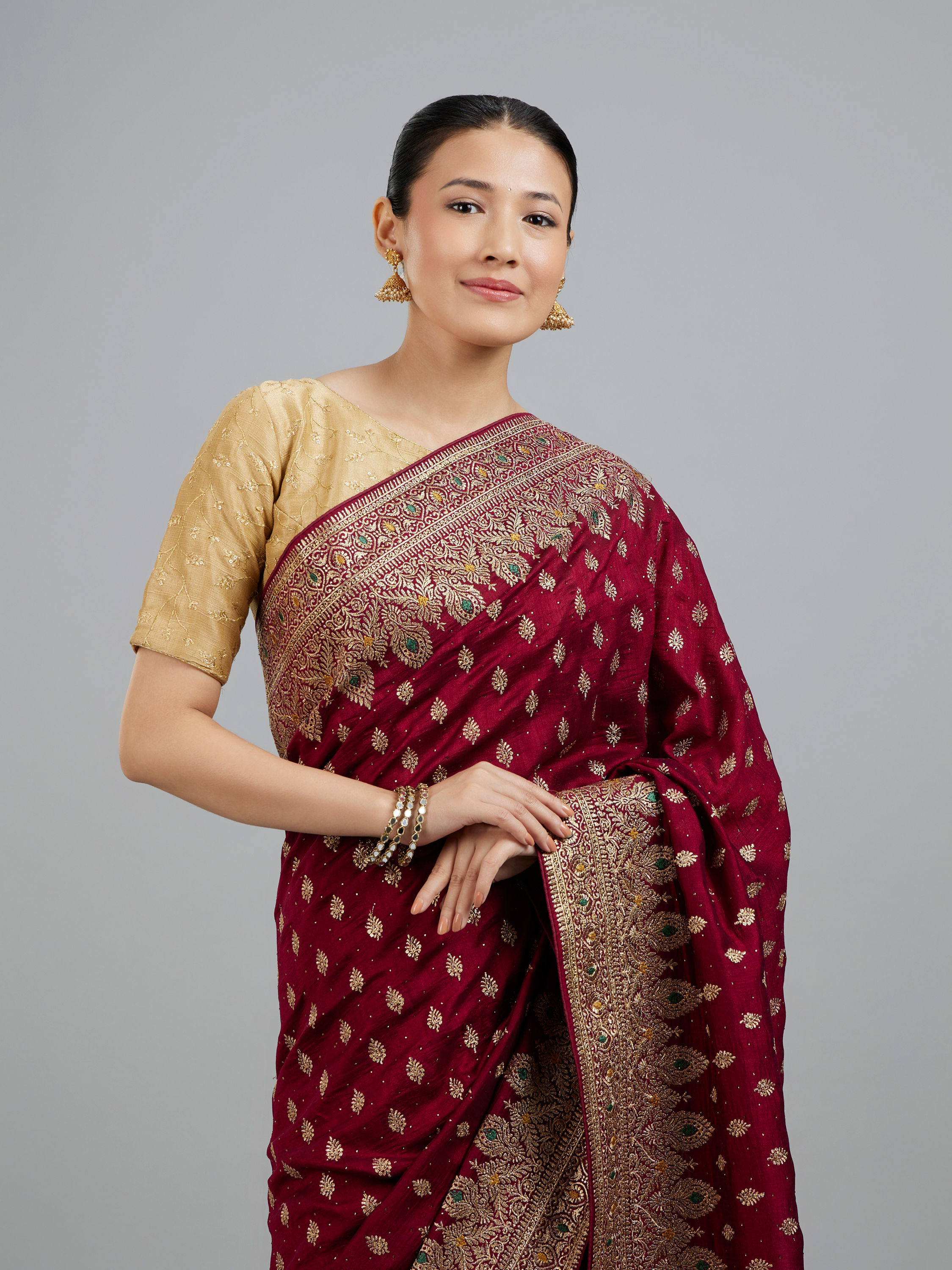 Mohey Women Wine Glory Elegance Saree