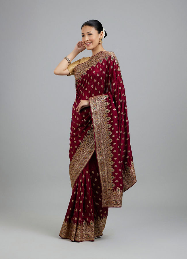 Mohey Women Wine Glory Elegance Saree